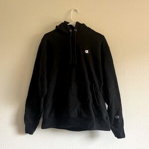 Champion Black Hoodie with Logo, Size Large